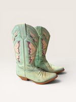 Load image into Gallery viewer, Bronx Mint with Butterflies Cowboy Boots, 10

