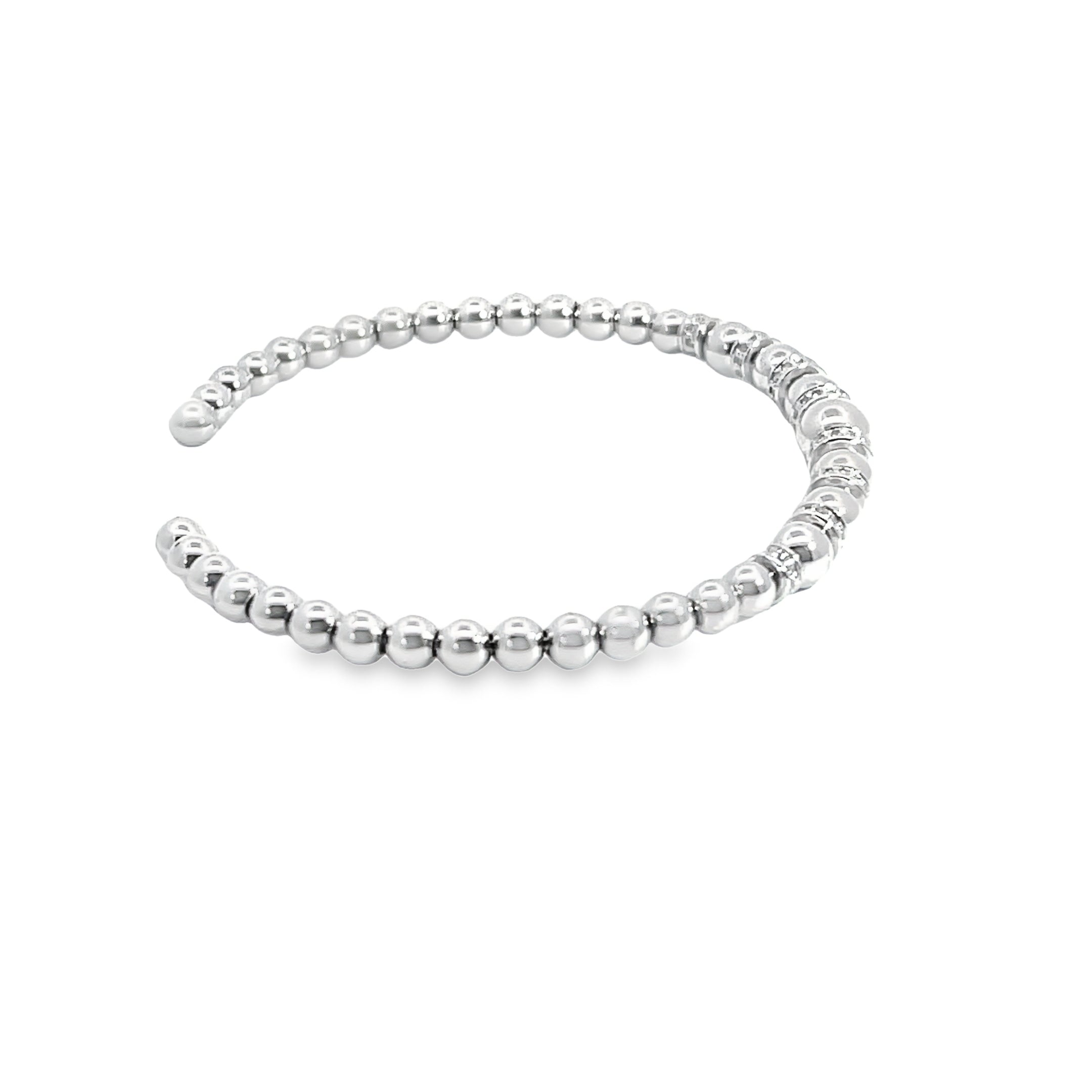 Sterling Silver and Diamond Bead Cuff