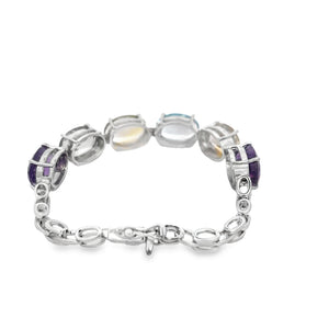 Peridot, Amethyst, Topoaz and Citrine Bracelet set in Sterling Silver
