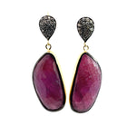 Load image into Gallery viewer, Ella Rae Ruby and Zircon Earrings set in 14K Yellow Gold Plate over Sterling Silver
