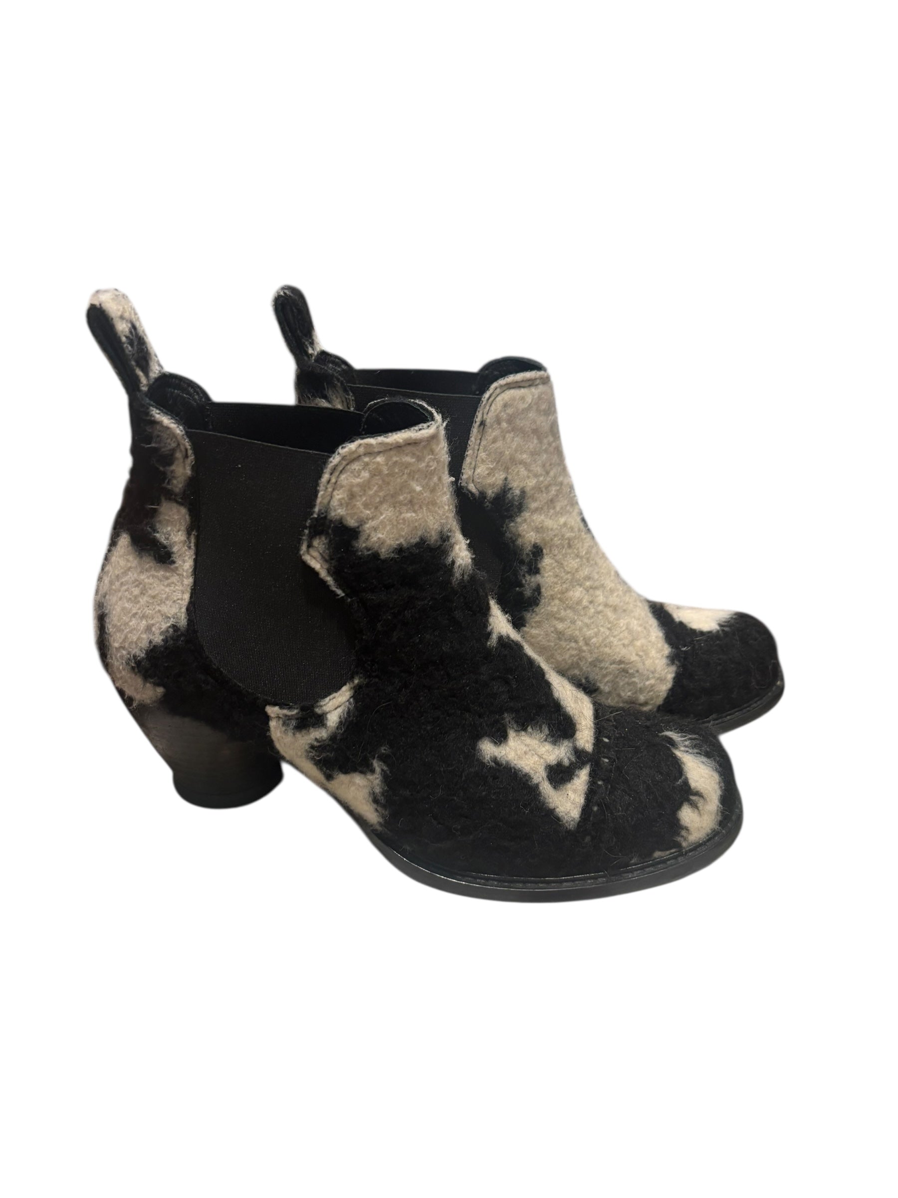 John Fluevog Black and White Booties, 10.5