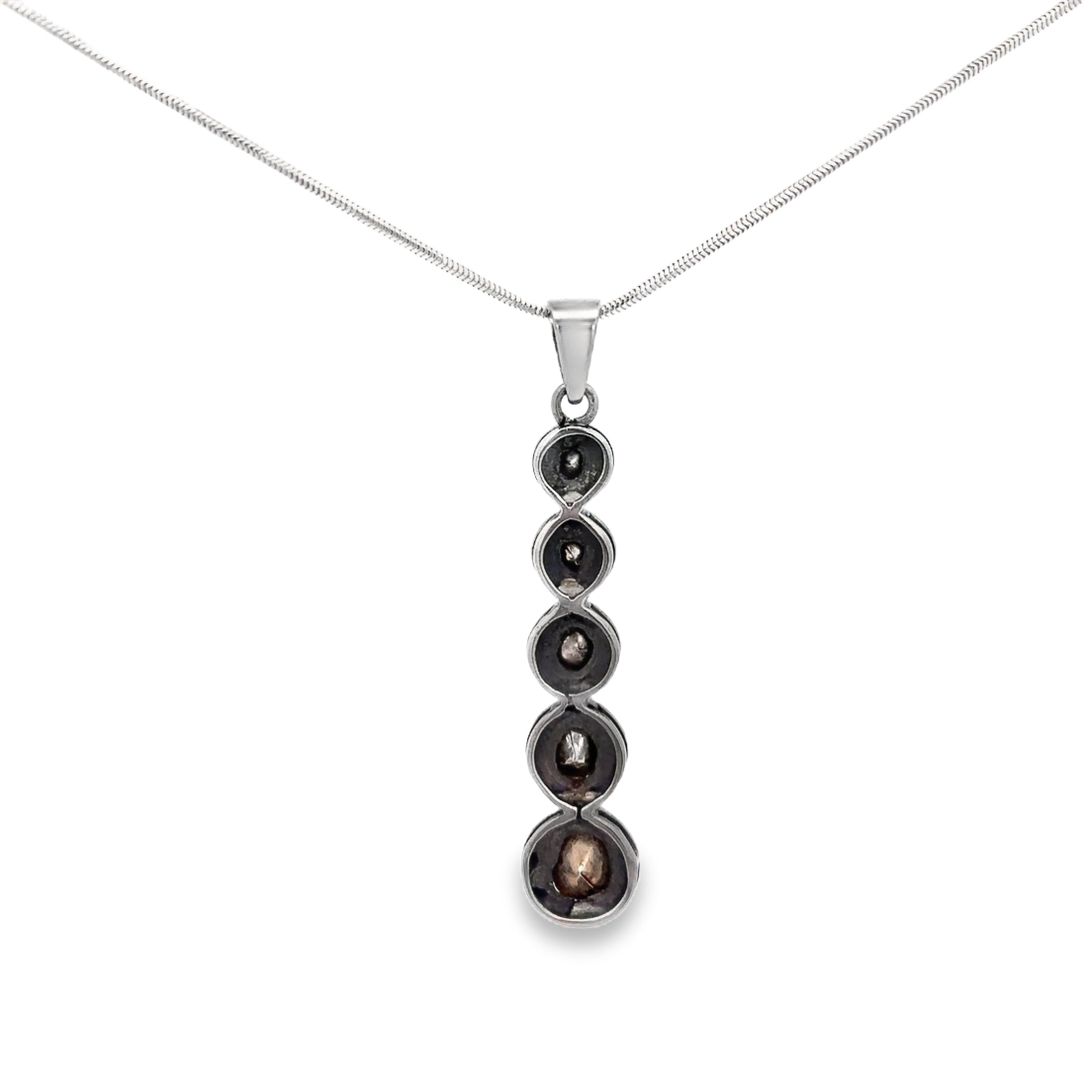 2.5 Carat Polki Diamond Necklace set in Sterling Silver on 17.5 inch Sterling Silver Chain