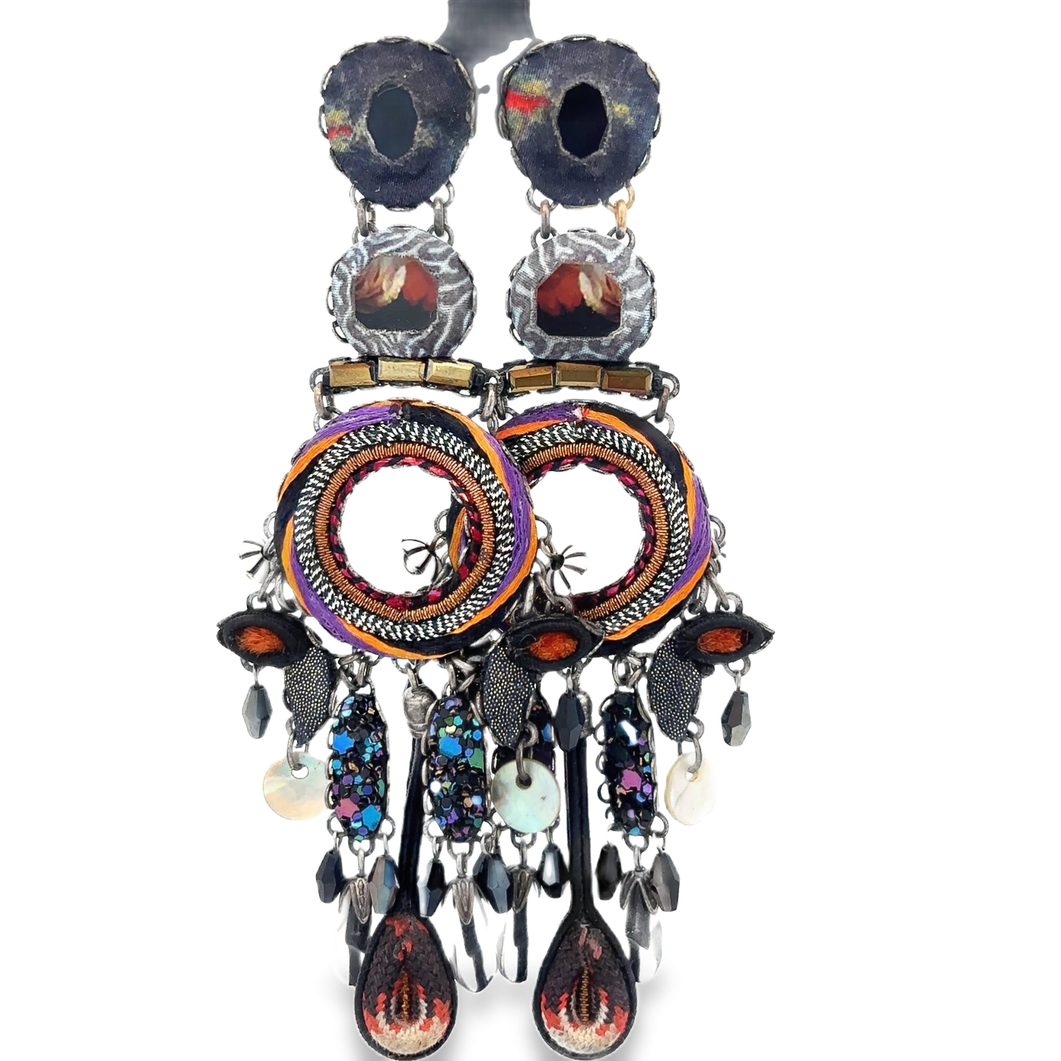 Ayala Bar Black/Orange/Purple Earrings