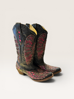 Load image into Gallery viewer, Corral Black+Pink Cowboy Boots, 10
