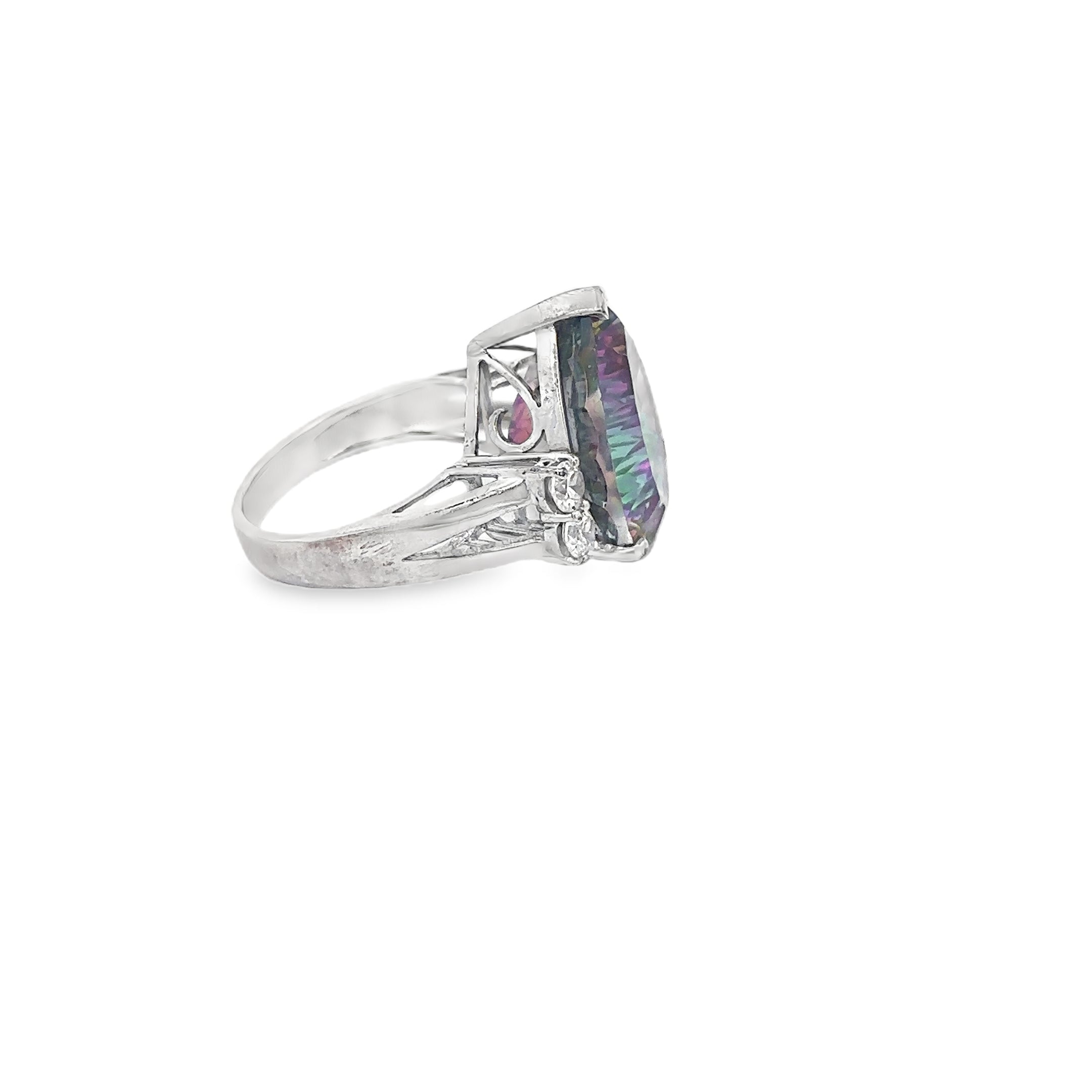 Mystic Topaz and CZ Ring set in Sterling Silver