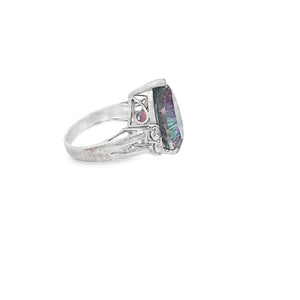 Mystic Topaz and CZ Ring set in Sterling Silver