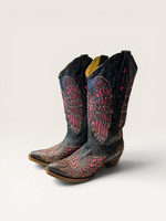 Load image into Gallery viewer, Corral Black+Pink Cowboy Boots, 10
