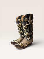 Load image into Gallery viewer, Lane Black + Cream Cowboy Boots, 7.5
