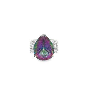 Mystic Topaz and CZ Ring set in Sterling Silver