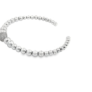 Sterling Silver and Diamond Ball Cuff