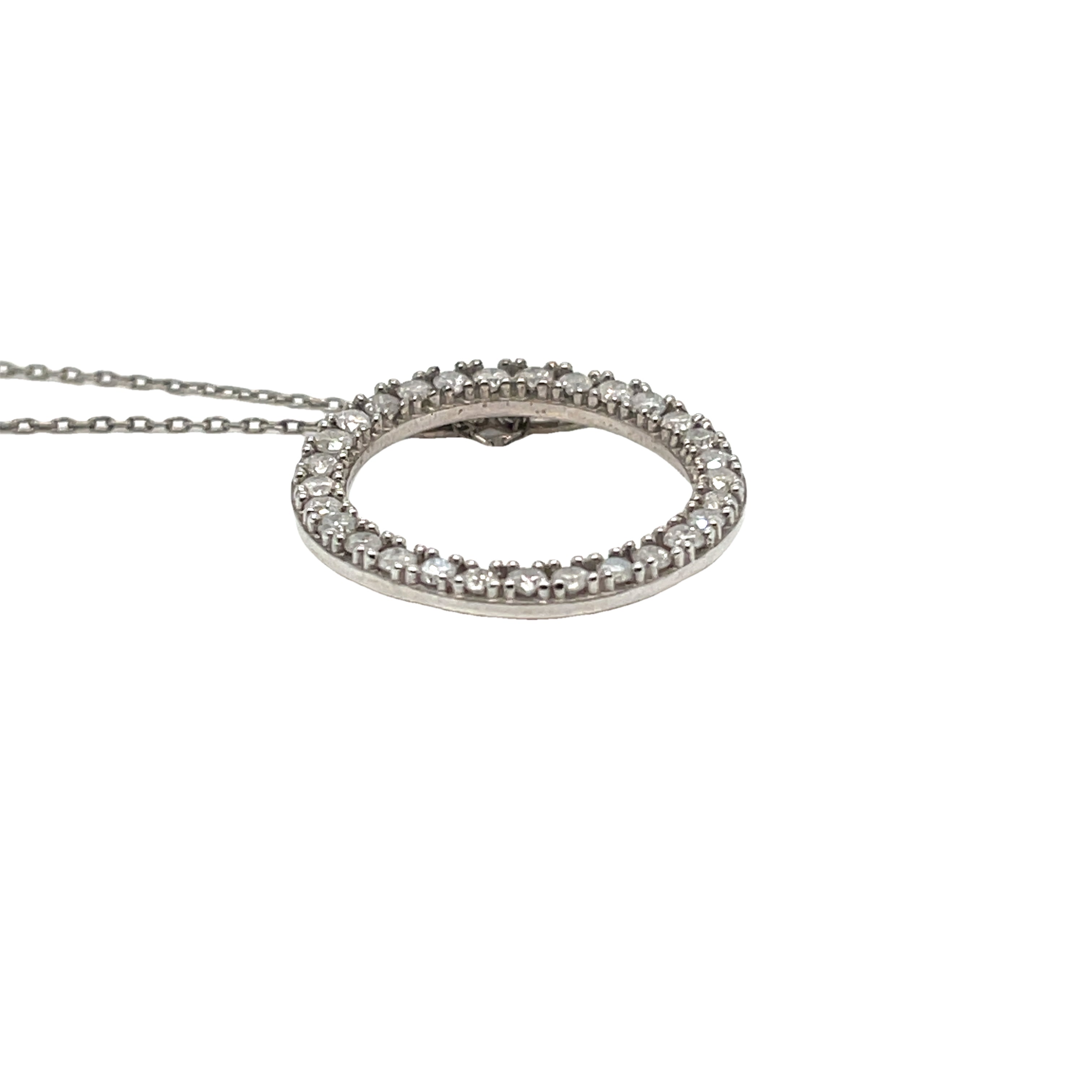 3/4 Carat Diamond and Sterling Silver Pendant on 18 inch Sterling Chain