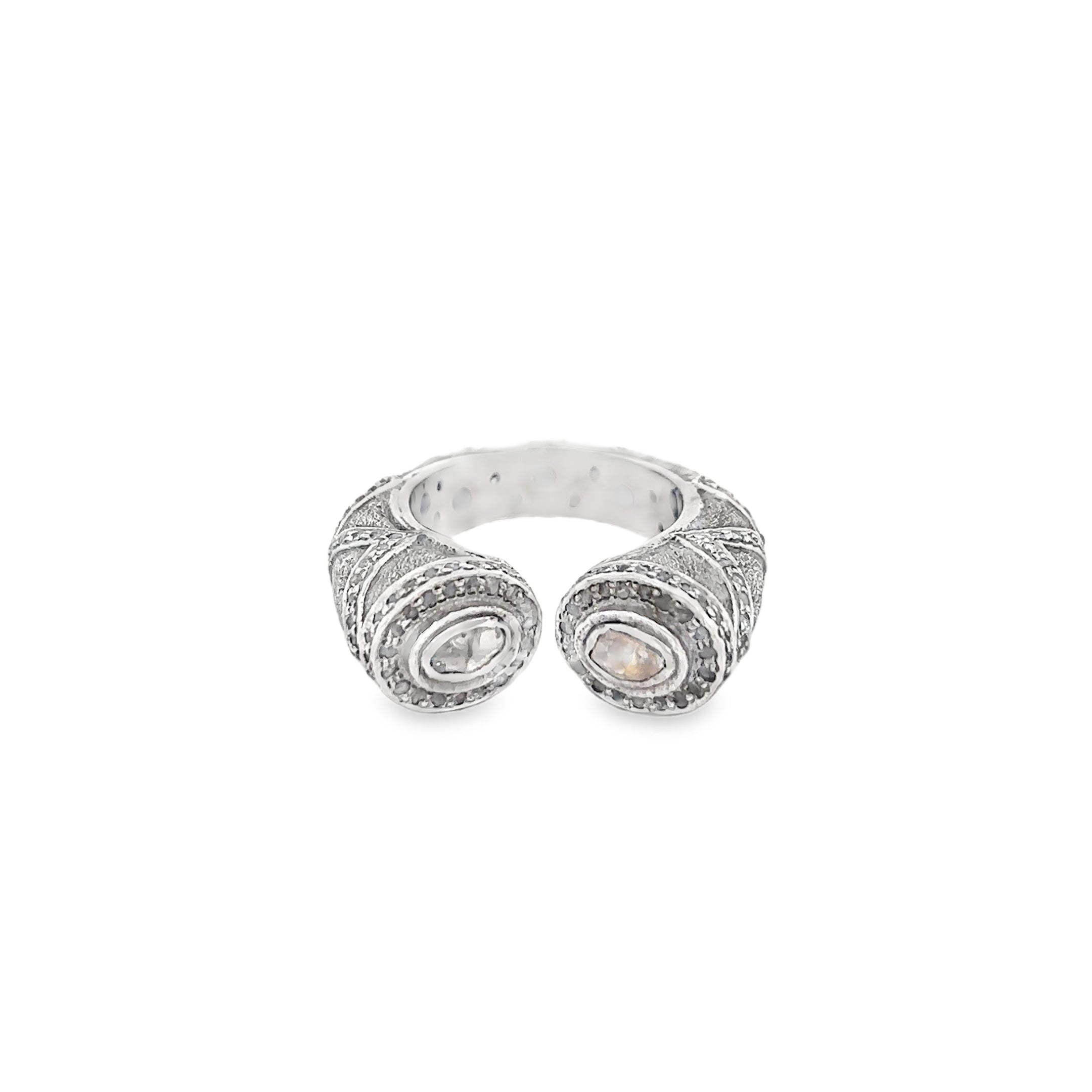 Polki Diamond ring set in Sterling Silver