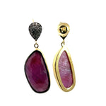 Load image into Gallery viewer, Ella Rae Ruby and Zircon Earrings set in 14K Yellow Gold Plate over Sterling Silver
