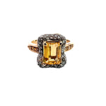 Load image into Gallery viewer, Citrine and Diamond Ring set in 14K Gold Plate over Sterling Silver, 7.5
