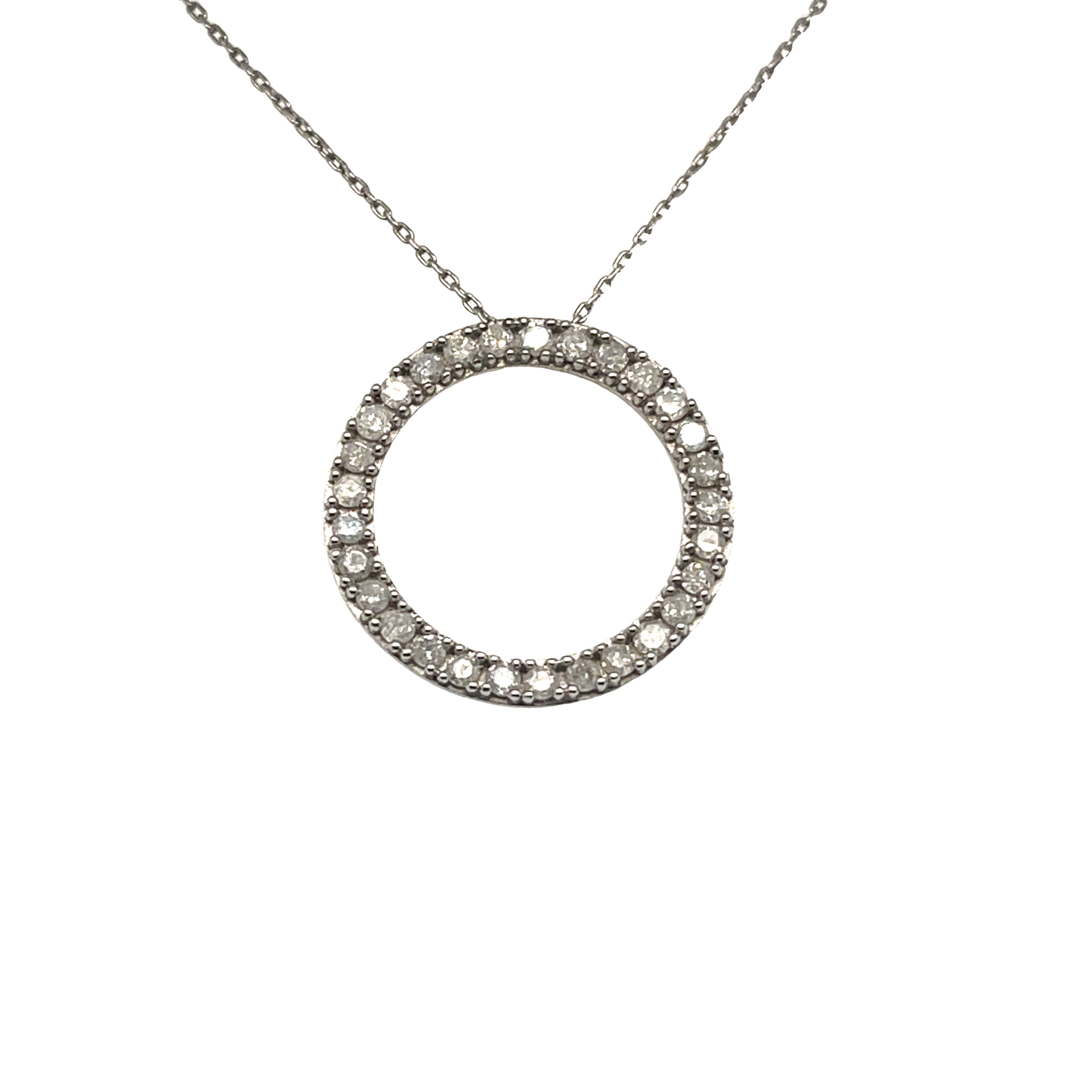 3/4 Carat Diamond and Sterling Silver Pendant on 18 inch Sterling Chain