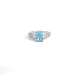 Load image into Gallery viewer, Blue Topaz and Diamond Ring set in 14K White Gold, 7
