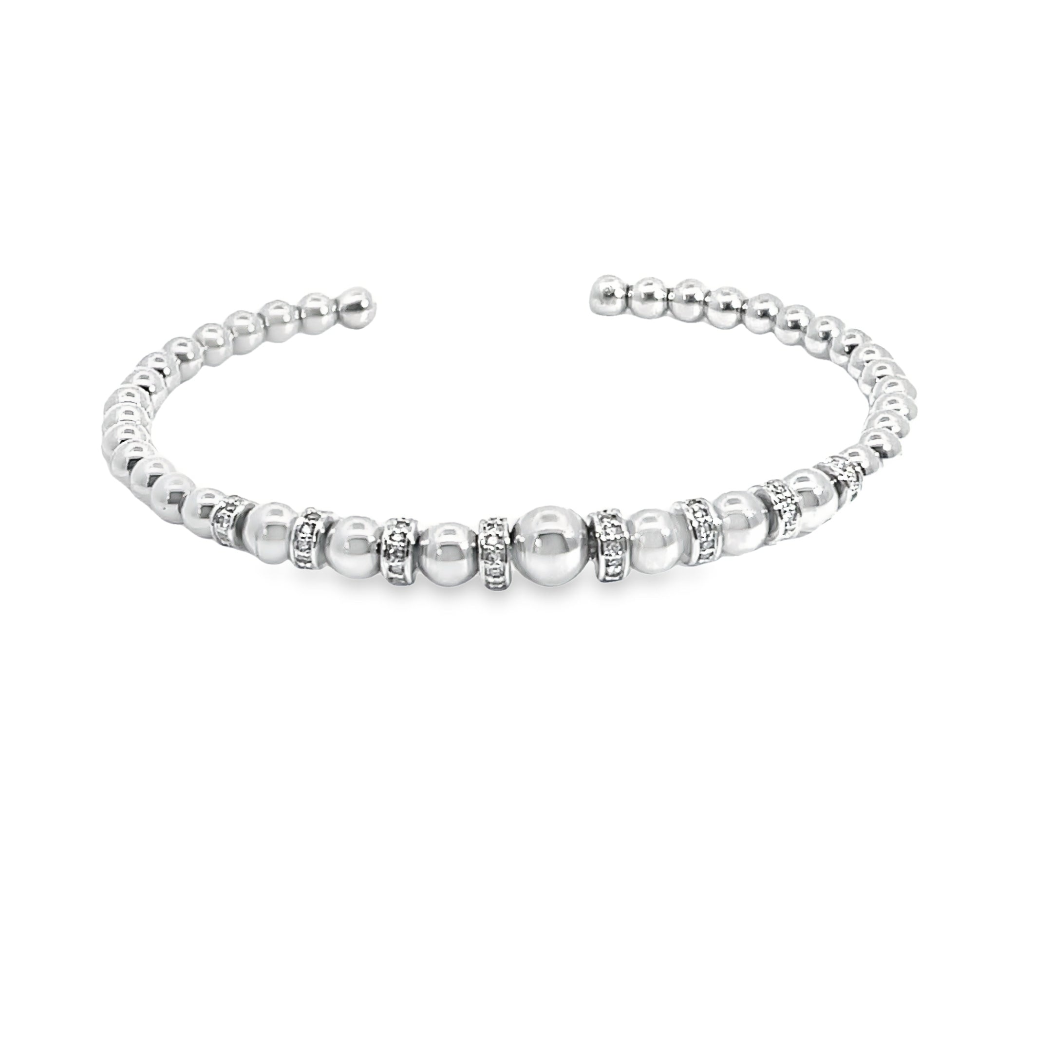 Sterling Silver and Diamond Bead Cuff