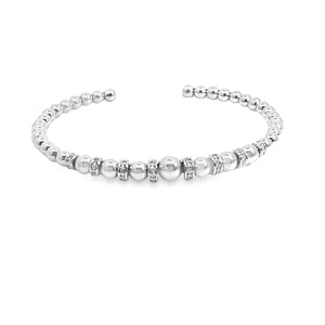 Sterling Silver and Diamond Bead Cuff