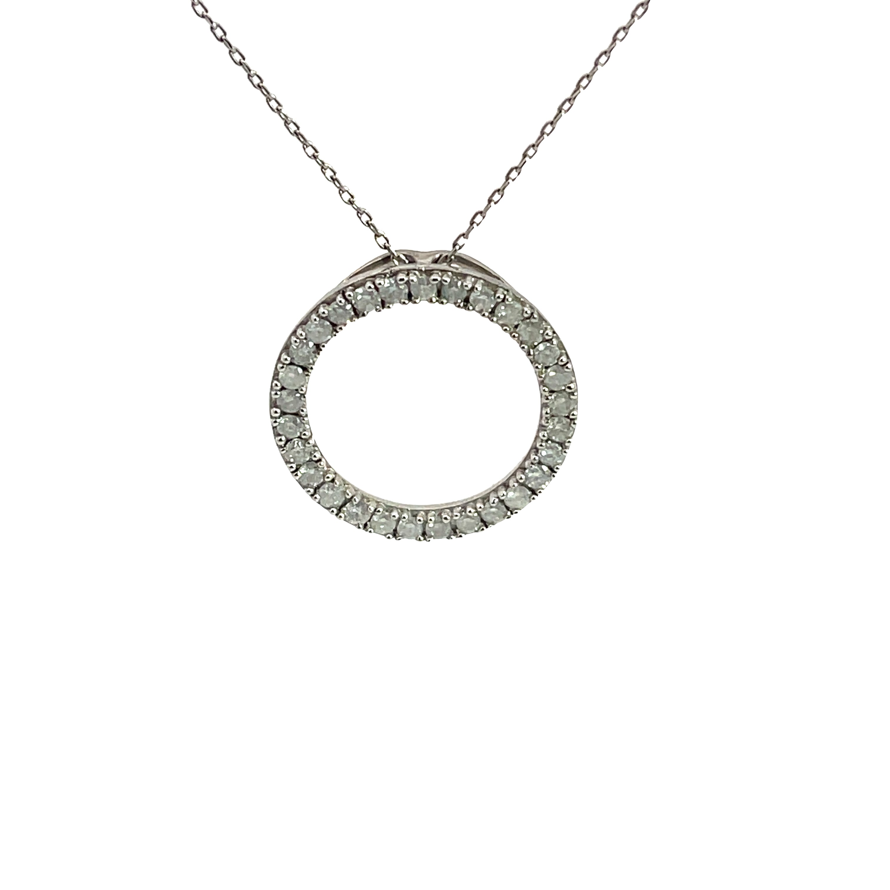 3/4 Carat Diamond and Sterling Silver Pendant on 18 inch Sterling Chain