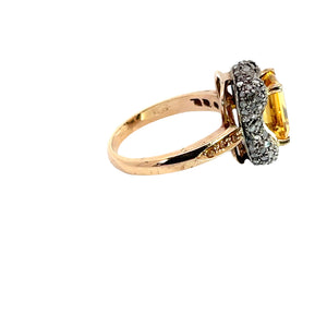 Citrine and Diamond Ring set in 14K Gold Plate over Sterling Silver, 7.5