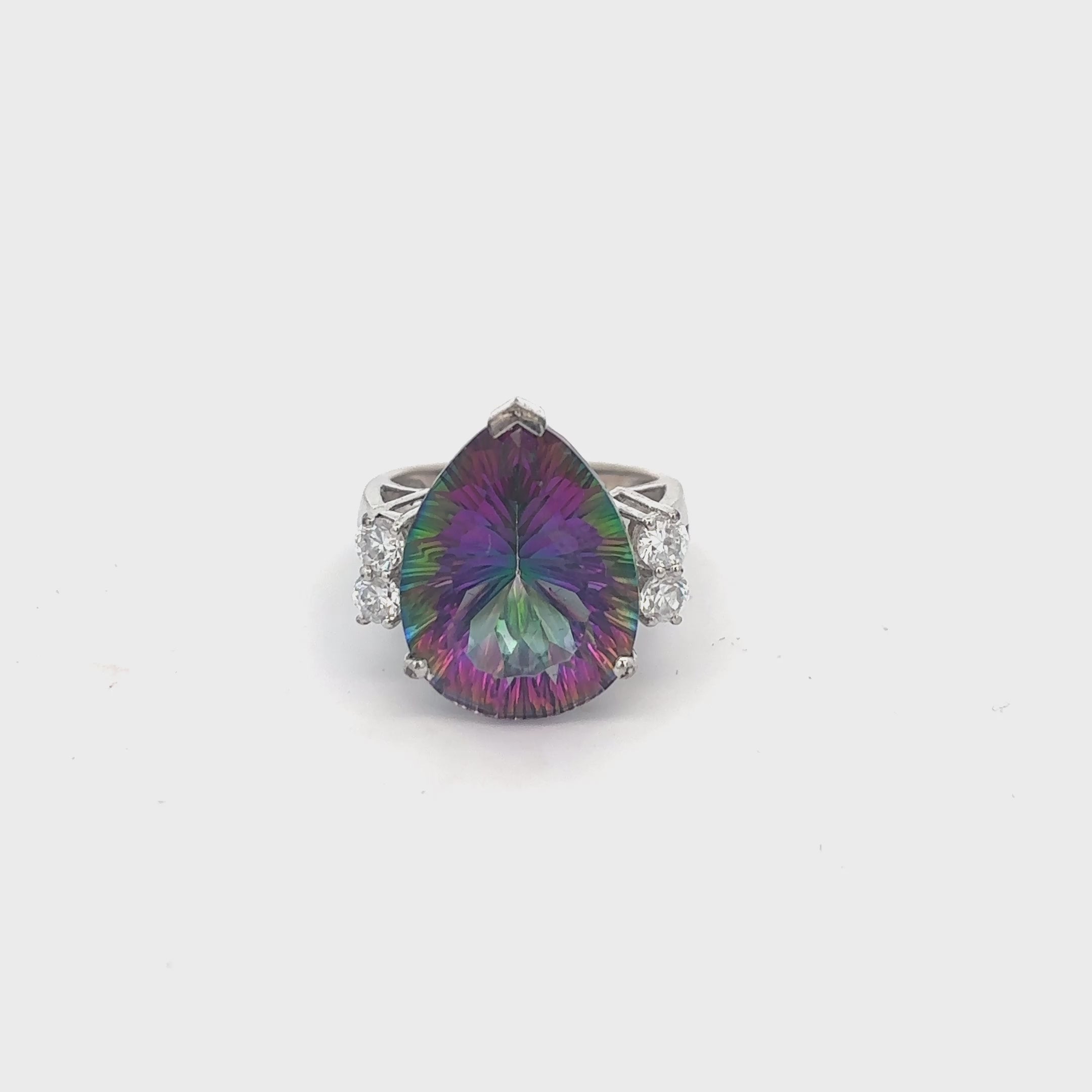Mystic Topaz and CZ Ring set in Sterling Silver