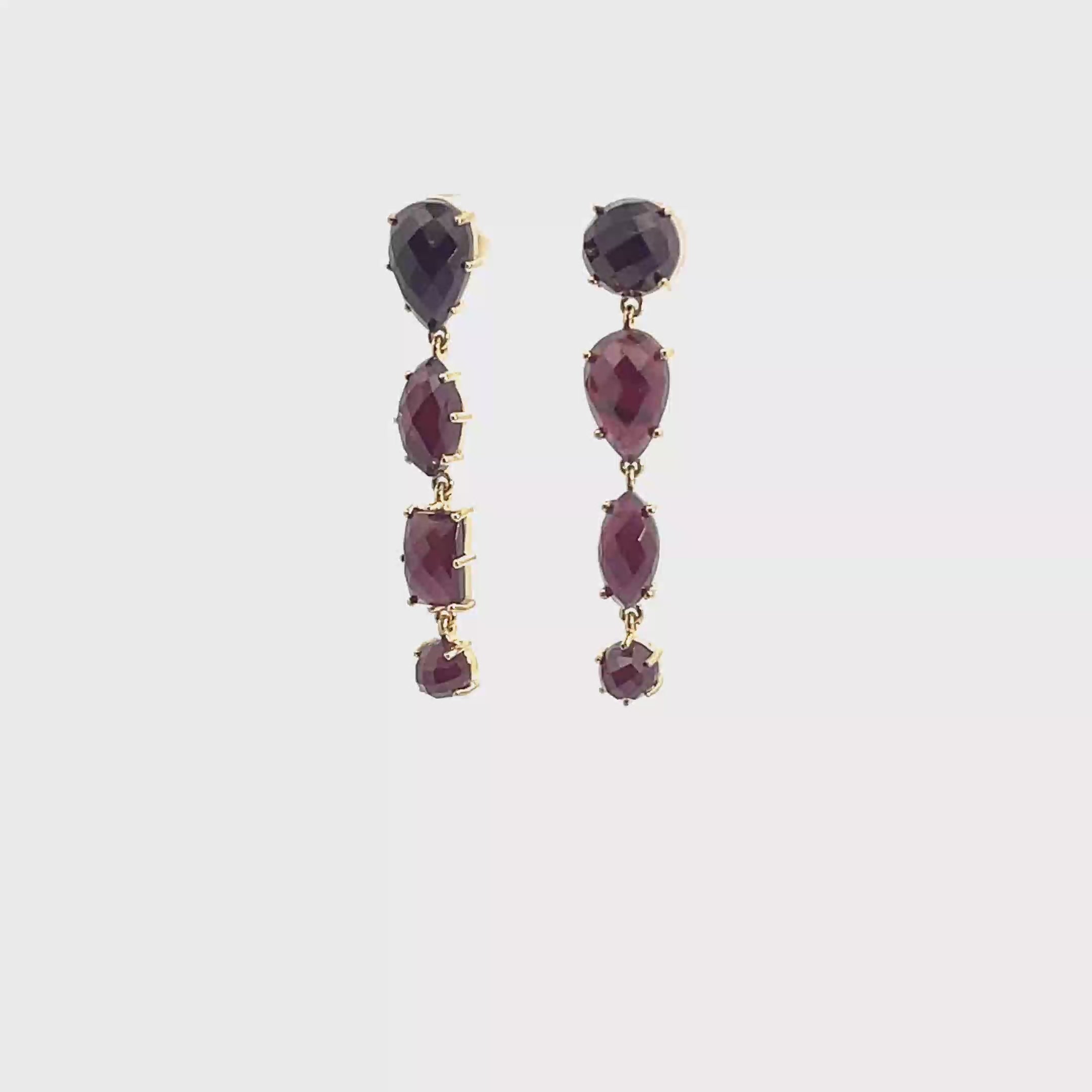 Ella Rae Garnet Earrings set in 14K Gold Plate over Sterling Silver