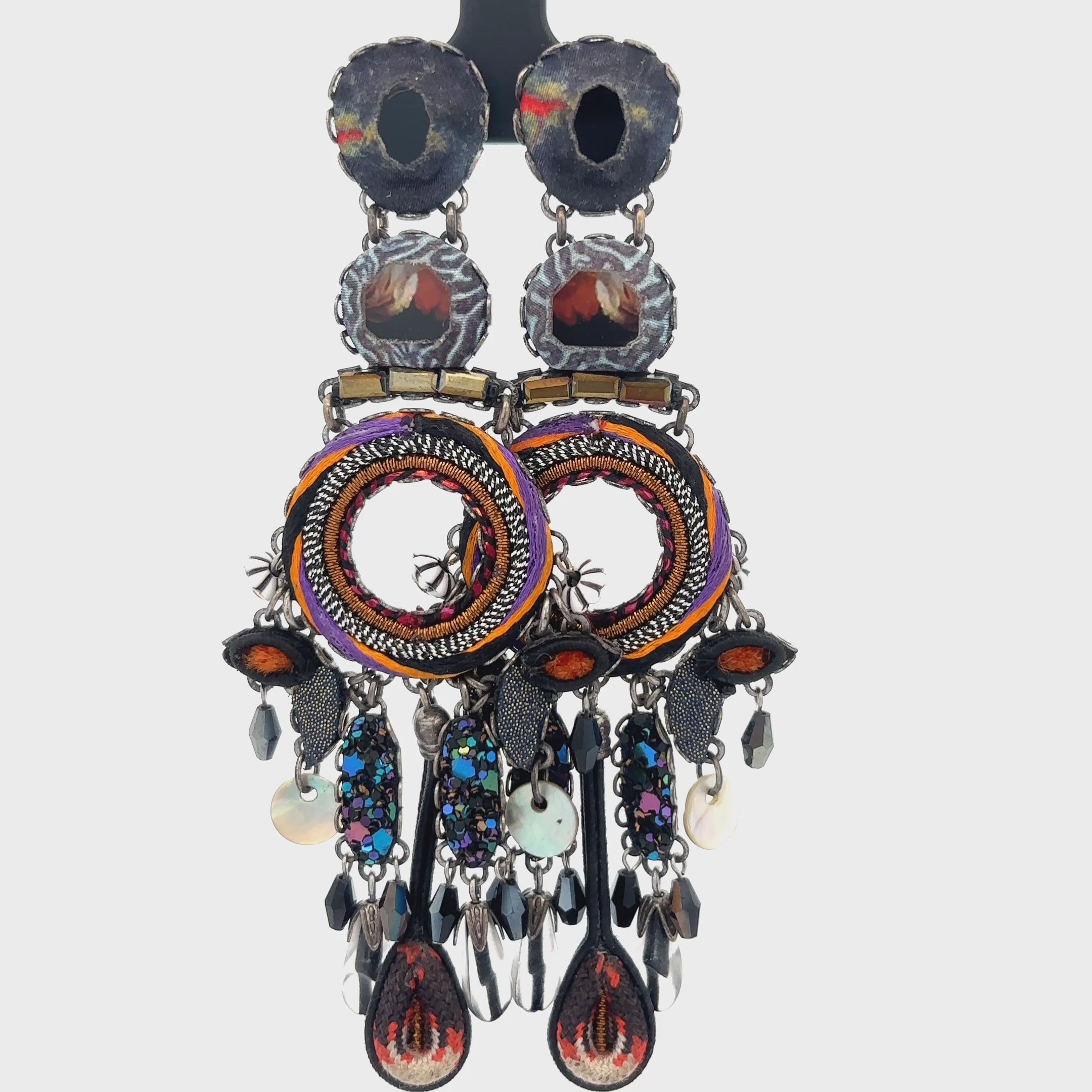 Ayala Bar Black/Orange/Purple Earrings